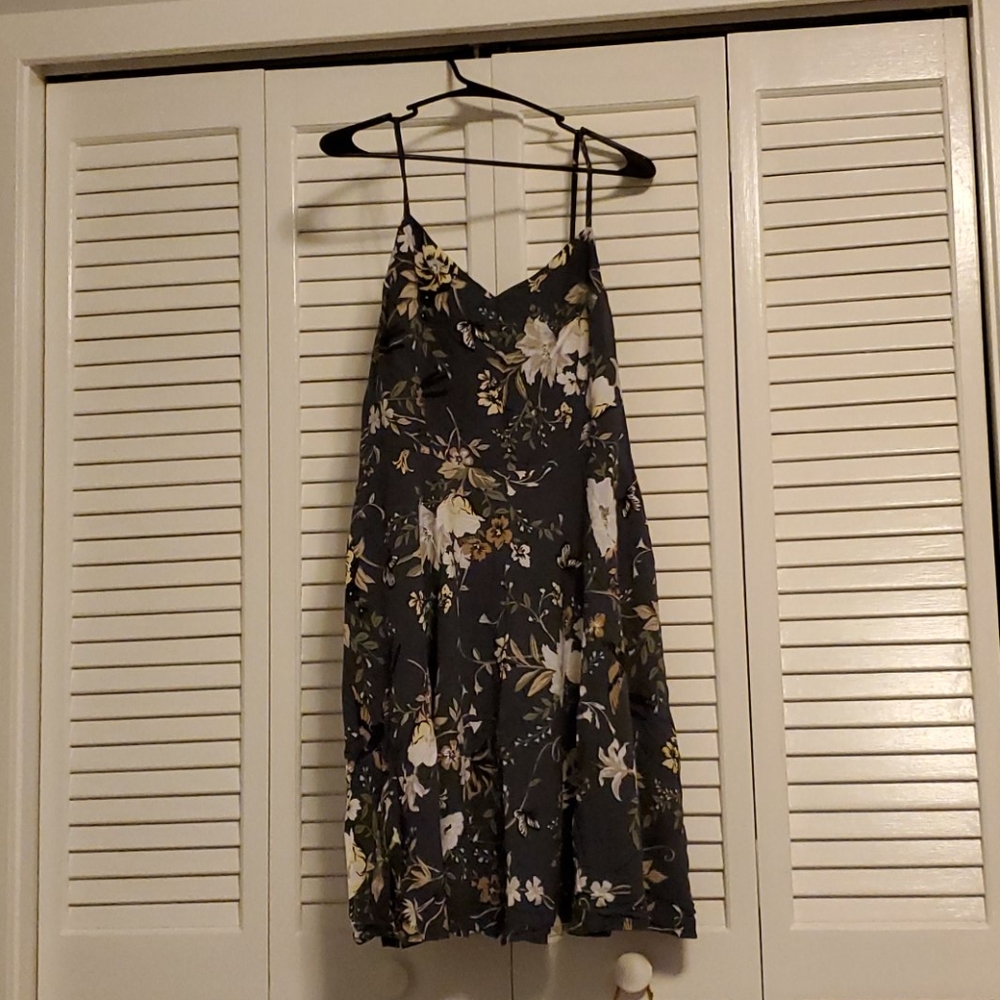 Womens dark gray floral dress